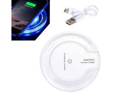 Qi передатчик прозрачный LED беспроводная зарядка телефона Fantasy, белая