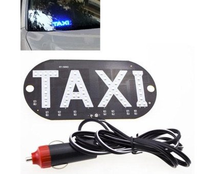 Автомобильное LED табло табличка Такси TAXI 12В, синее в прикуриватель