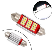LED C5W C10W 36мм лампа в автомобіль, 12 SMD 4014, з обманкою Canbus, білий