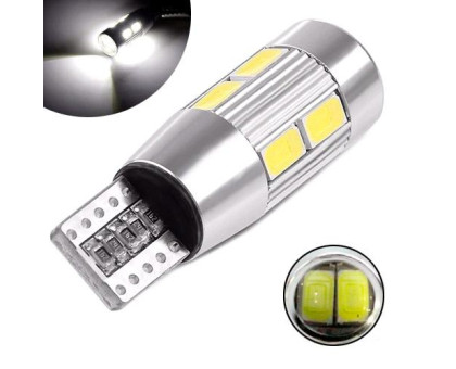 LED T10 W5W лампа в автомобіль, 10 SMD 5630, з обманкою Canbus, білий
