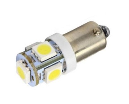 2x LED BA9S T4W лампа в автомобіль, 4+1 SMD 5050, білий