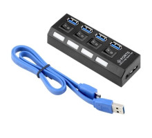 4-портовий USB 3.0 хаб з вимикачами, до 5 Гбіт/с