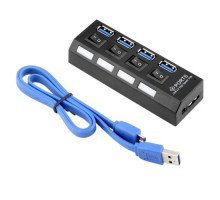 4-портовий USB 3.0 хаб з вимикачами, до 5 Гбіт/с