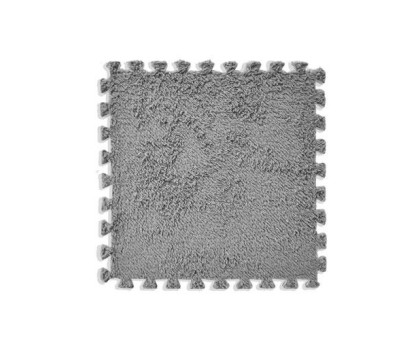 Килимок пазл плюшевий підлоговий 30x30см м’який, 10шт, EVA, сірий