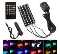 Декоративна RGB LED підсвітка салону авто, світломузика, ДУ, 12В