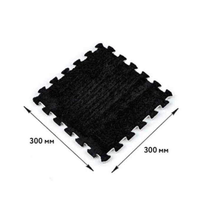 Килимок пазл плюшевий підлоговий 30x30см м’який, 10шт, EVA, чорний
