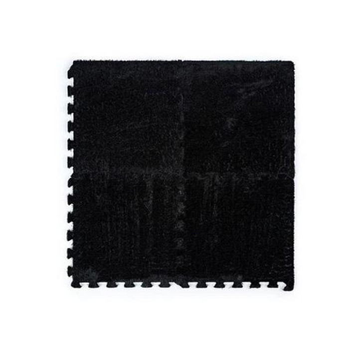 Килимок пазл плюшевий підлоговий 30x30см м’який, 10шт, EVA, чорний