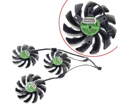 Вентилятори 3шт 75мм 12В 4пин T128010SU GTX 980 1060 1070 1080, оригінал