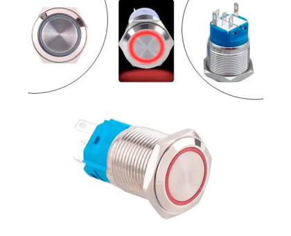 Кнопка 22мм фиксирующаяся, 12-24В, красный LED, 5pin, 22F-11EZ