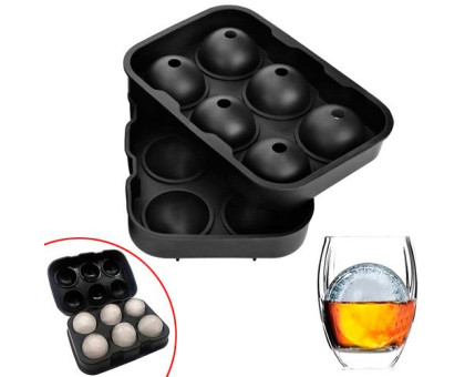 Форма силіконова для льоду Кульки 6 комірок 4.5см подвійна Ice Ball для віскі
