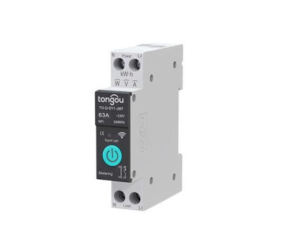 WiFi автоматический выключатель Tongou 1P 63А DIN однофазный, счетчик кВт/ч