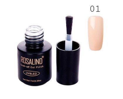 Гель-лак для ногтей маникюра 7мл Rosalind, шеллак, 01 нюдовый