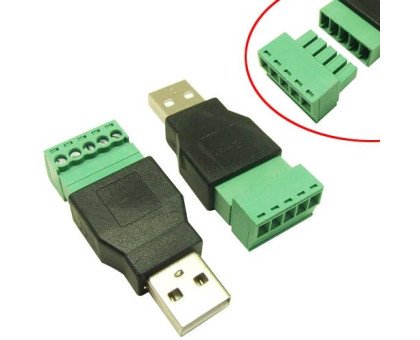 Перехідник USB 2.0 Type A штекер тато - клемники 5pin