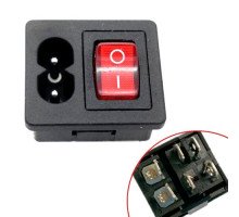 Разъем питания IEC С8 C7 2pin c переключателем тумблером 250В 2.5А