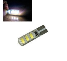 2х LED T10 W5W лампа в автомобіль, 6 SMD 5630 5730 з обманкою, в силіконі