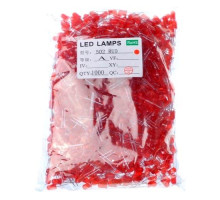 1000x LED светодиод 5мм 1.8-2В 20мА, красный