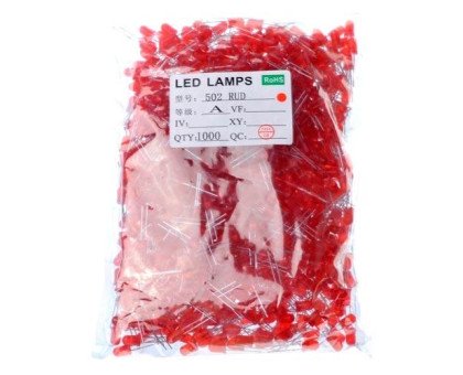 1000x LED світлодіод 3мм 1.8-2В 20мА, червоний