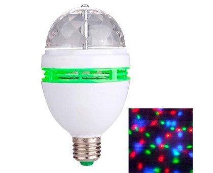 Диско лампа вращающаяся светодиодная, E27 LED RGB 3Вт