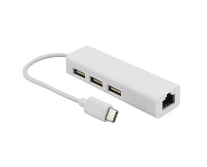 USB 3.1 Type-C - RJ45 Ethernet LAN адаптер + 3x USB 2.0 хаб