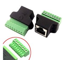 Переходник RJ45 8P8C витая пара разъем мама - клеммники 8pin