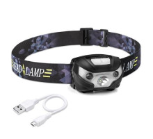 Налобный фонарь, фонарик, фара LED 5Вт с ИК управлением АКБ 1200мАч USB