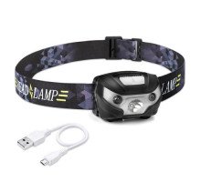 Налобный фонарь, фонарик, фара LED 5Вт с ИК управлением АКБ 1200мАч USB