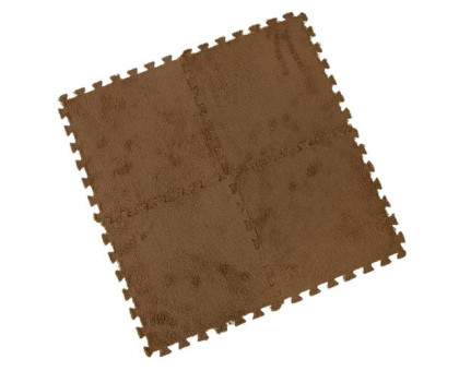 Килимок пазл плюшевий підлоговий 30x30см м’який, 10шт, EVA, коричневий