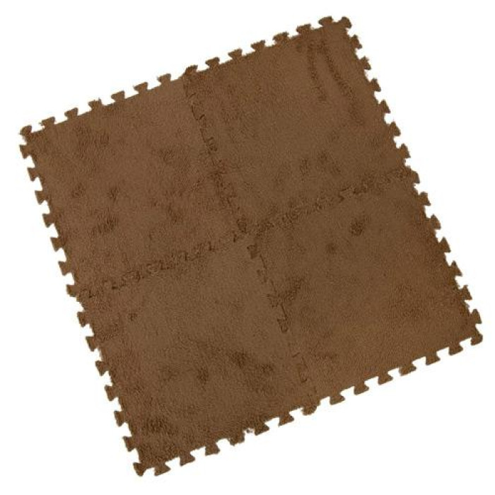 Килимок пазл плюшевий підлоговий 30x30см м’який, 10шт, EVA, коричневий
