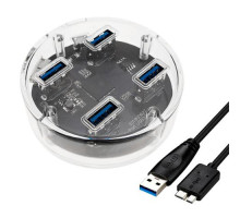 4-портовий USB 3.0 хаб концентратор, до 5 Гбіт/с, прозорий