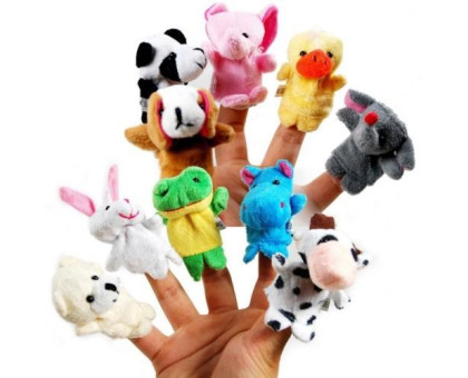 10x Мягкая игрушка на палец, животные, кукольный театр