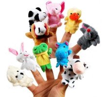 10x Мягкая игрушка на палец, животные, кукольный театр