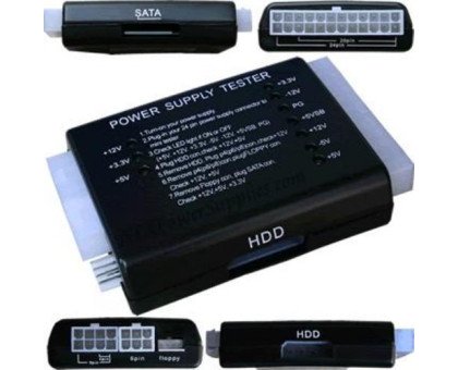 Тестер блоків живлення ATX, BTX, ITX, PSU 20/24pin SATA Molex для ПК