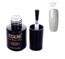 Гель-лак для ногтей маникюра 7мл Rosalind, 07 серебряный с глиттером