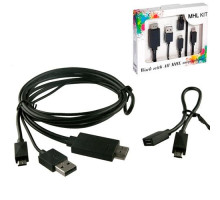 MHL Kit кабель USB, переходник с MicroUSB на HDMI 5+11pin 2в1