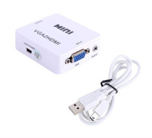 VGA - HDMI TV конвертер видео, аудио, 1080P, белый