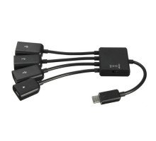 MicroUSB OTG 3-портовий хаб, адаптер для зарядки