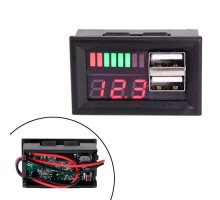 Индикатор заряда аккумулятора + вольтметр 12В + 2xUSB автомобильный