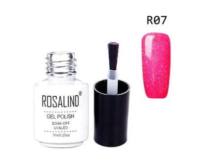 Гель-лак для ногтей маникюра 7мл Rosalind, шиммер, R07 малиновый
