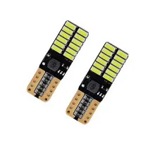 2x LED T10 W5W лампа в автомобиль, 24 SMD 4014, с обманкой Canbus, белый
