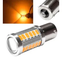 LED 1156 BA15S P21W лампа в автомобиль, 33 SMD, желтая